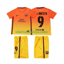 Camisola FC Barcelona A INIESTA 9 2012 2013 Retro Criança Equipamento Segundo Manga Curta